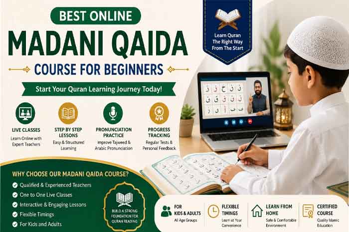 Online Madani Qaida course for beginners learning Quran reading with qualified teachers