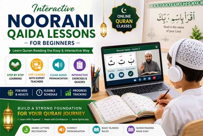 Interactive Noorani Qaida online classes for beginners learning Quran reading and Tajweed