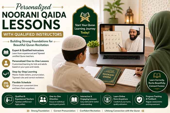 Personalized Noorani Qaida Lessons with Qualified Instructors for Kids and Adults Learning Quran Online