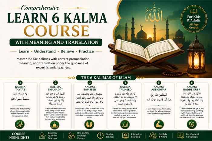 Comprehensive Learn 6 Kalma Course with Meaning and Translation